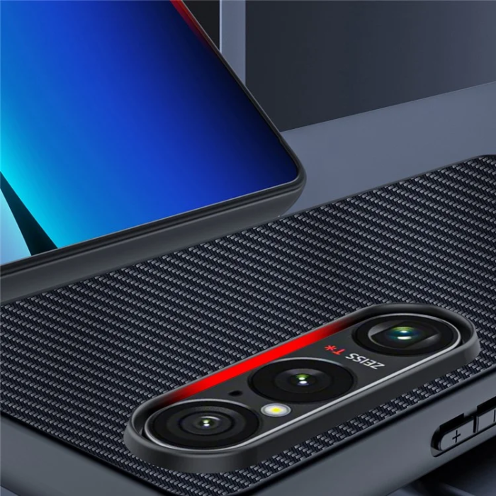 A-One Brand - Sony Xperia 1 VII Mobilskal Läder Carbon Fiber - Svart/Gul
