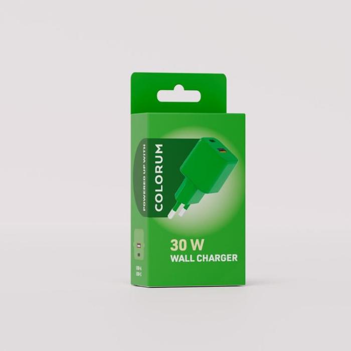 Colorum - Colorum Snabbladdare 30W 1xUSB-A 1xUSB-C - Grön