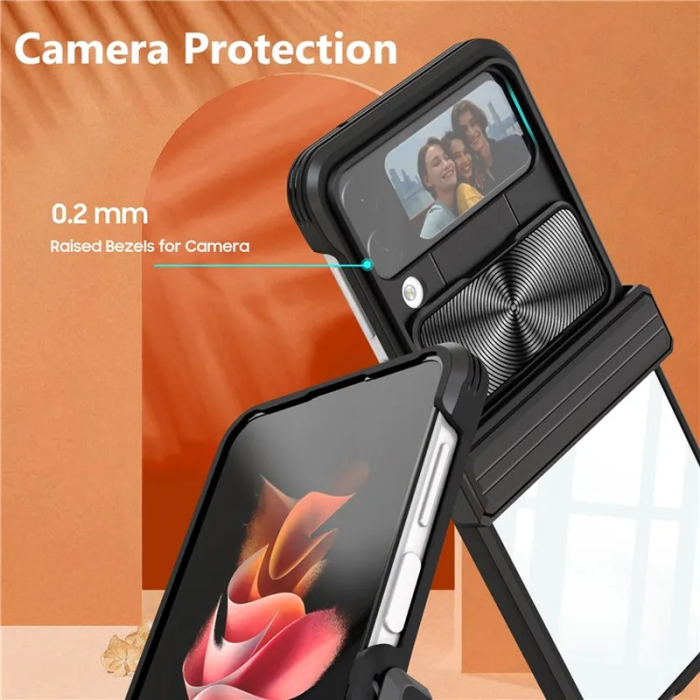 OEM - Galaxy Z Flip 4 Mobilskal 360 Kamera Slider - Svart
