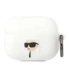 KARL LAGERFELD - KARL LAGERFELD AirPods Pro 2 Skal Silicone Karl Head 3D - Vit