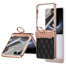 A-One Brand - Galaxy Z Flip 7 Mobilskal Ringhållare Rhinestone - Svart