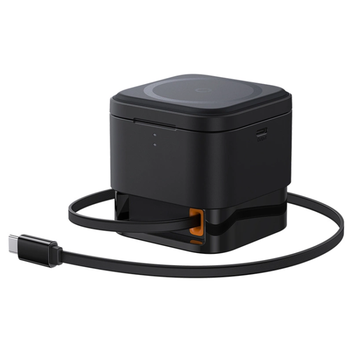 BASEUS - Baseus 2-in-1 Trådlös Laddare Magsafe USB-C - Svart