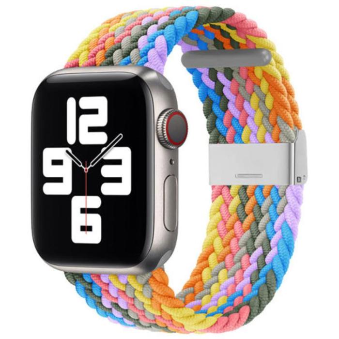 OEM - Braided Fabric kompatibelt armband Apple Watch 4/5/6/7/SE (44/45mm) Rosa/Lila