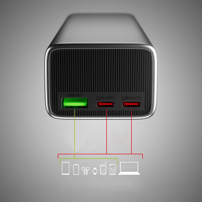 SBS - SBS Powerbank 10000mAh 35W PD med LCD - Grå