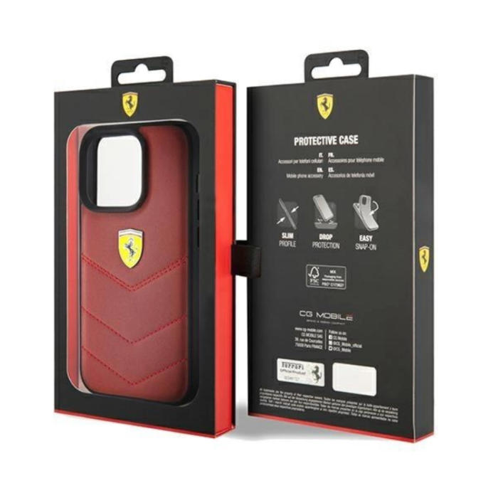 Ferrari - Ferrari iPhone 15 Pro Mobilskal Läder Stitched Lines