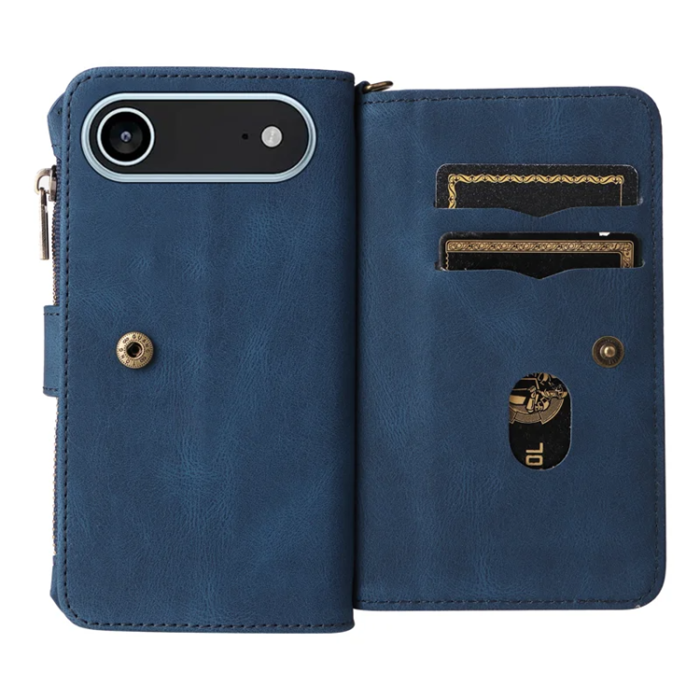 A-One Brand - iPhone 17 Air Konstläder Plånboksfodral Zipper Rem