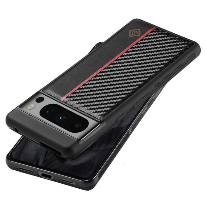 LC.imeeke - LC.imeeke Google Pixel 8 Mobilskal Carbon Fiber PU Läder - Svart