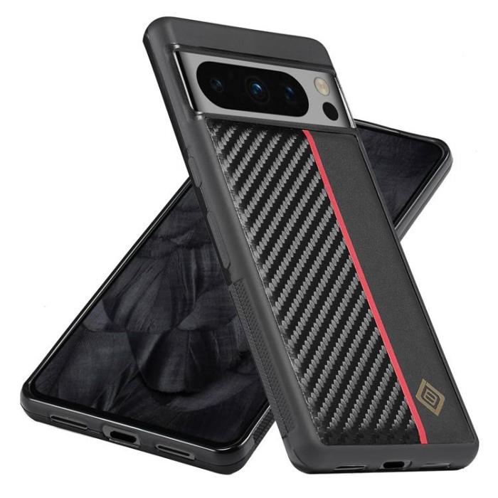 LC.imeeke - LC.imeeke Google Pixel 8 Mobilskal Carbon Fiber PU Läder - Svart