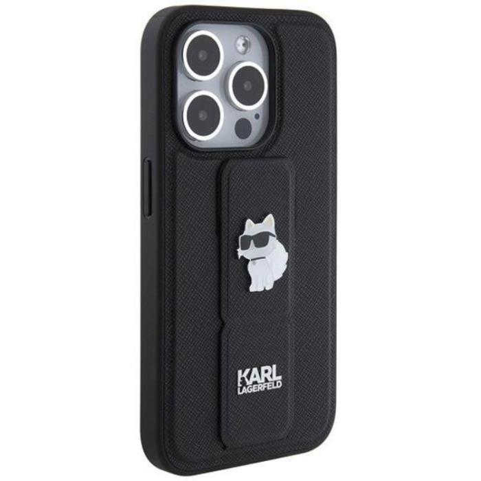 KARL LAGERFELD - Karl Lagerfeld iPhone 14 Pro Max Mobilskal Gripstand Saffiano Choupette Pins