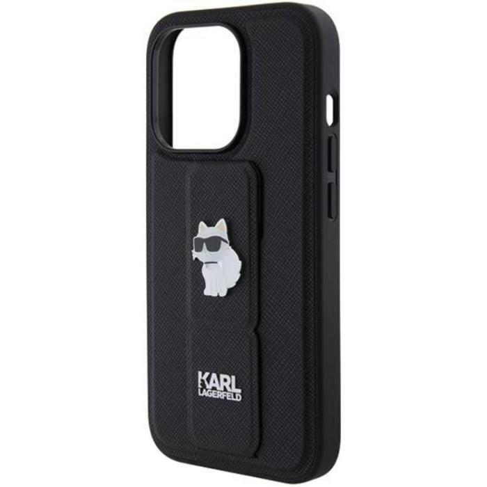 KARL LAGERFELD - Karl Lagerfeld iPhone 14 Pro Max Mobilskal Gripstand Saffiano Choupette Pins