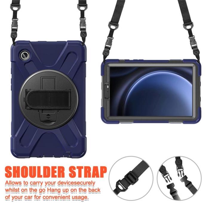 A-One Brand - Galaxy Tab A9 Skal Kickstand Handrem Med Axelrem - Marinblå
