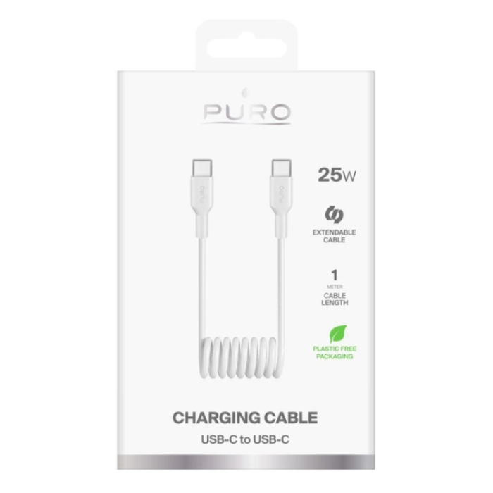 Puro - Puro USB-C - USB-C 25W Kabel 1m Spiral - Vit