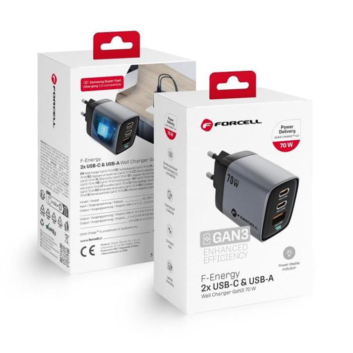 Forcell - Forcell Snabbladdare 70W PD QC4.0 GaN III F-ENERGY