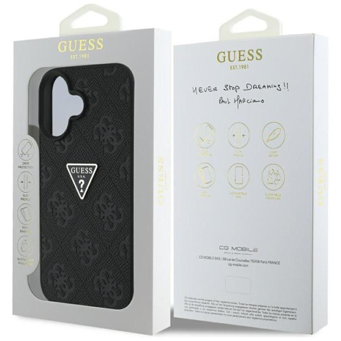 Guess - Guess iPhone 16 Mobilskal Hot Stamp 4G Triangle Logo - Svart