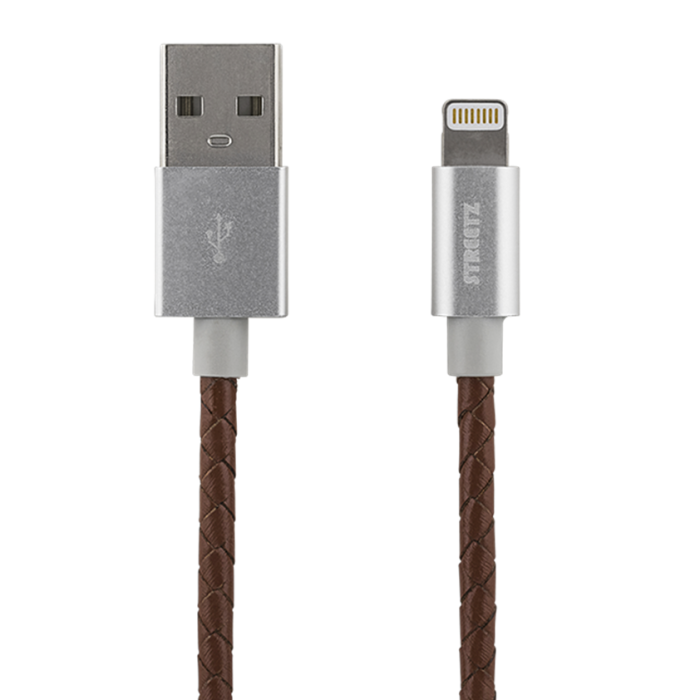 UTGATT4 - STREETZ USB - Lightning-kabel, MFi, 1m, brun/läder