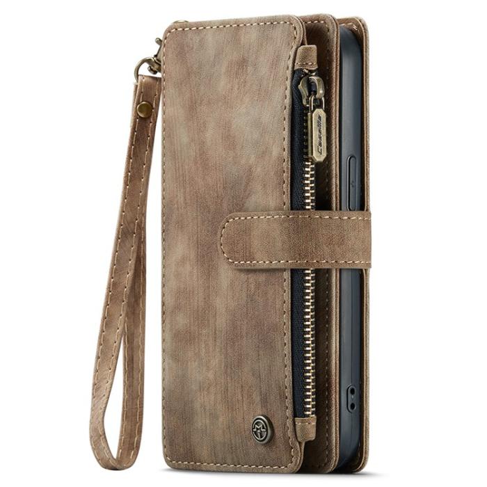 Caseme - CASEME iPhone 15 Plus Plånboksfodral C30 Zipper - Brun