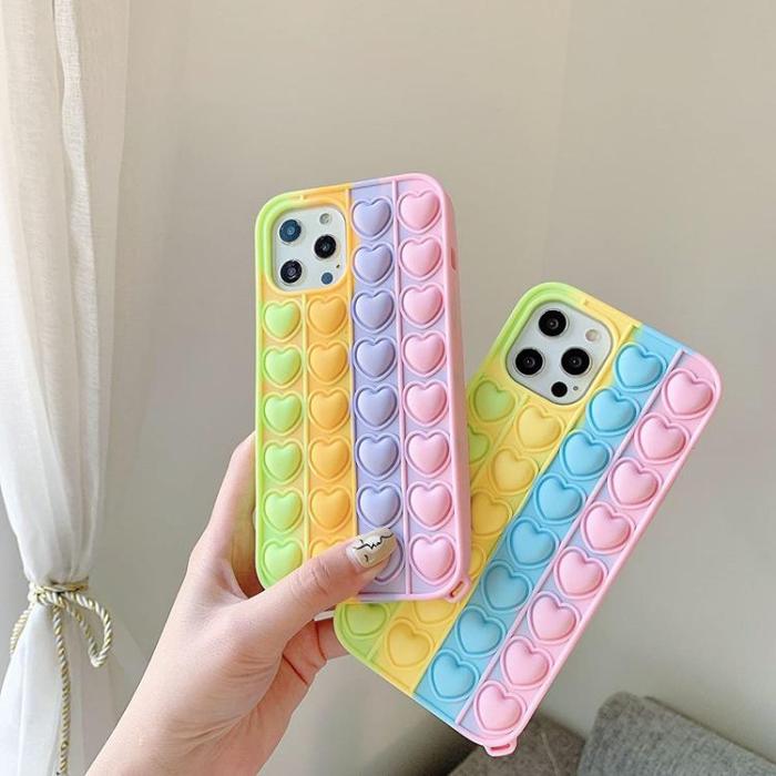 UTGATT1 - Hjärta Pop it Fidget Multicolor Skal till iPhone 7/8/SE 2020