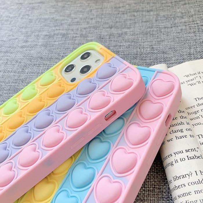UTGATT1 - Hjärta Pop it Fidget Multicolor Skal till iPhone 7/8/SE 2020