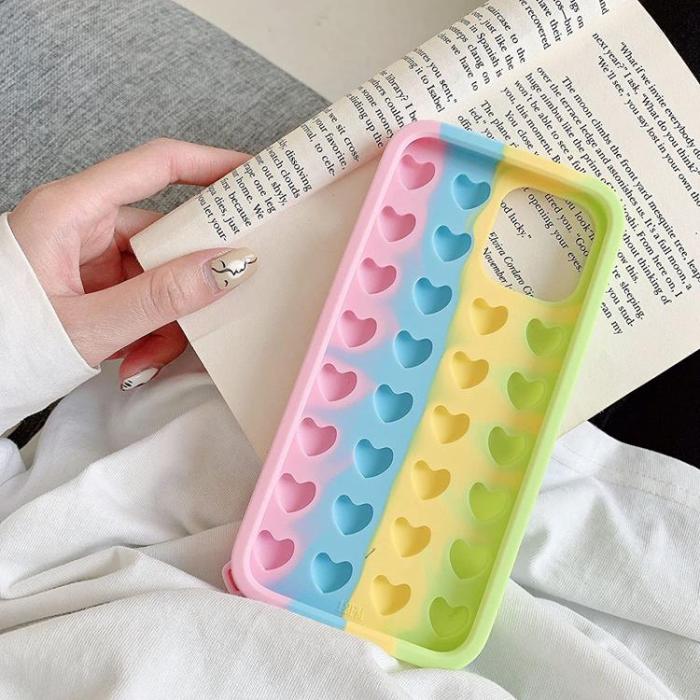 UTGATT1 - Hjärta Pop it Fidget Multicolor Skal till iPhone 7/8/SE 2020