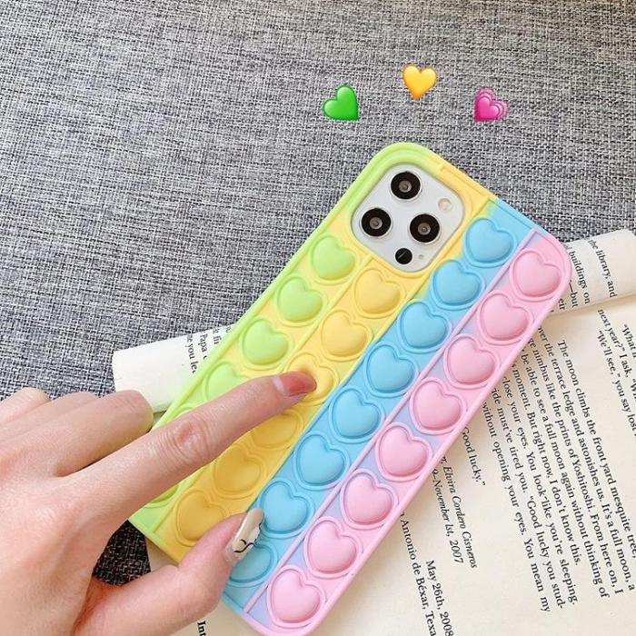 UTGATT1 - Hjärta Pop it Fidget Multicolor Skal till iPhone 7/8/SE 2020