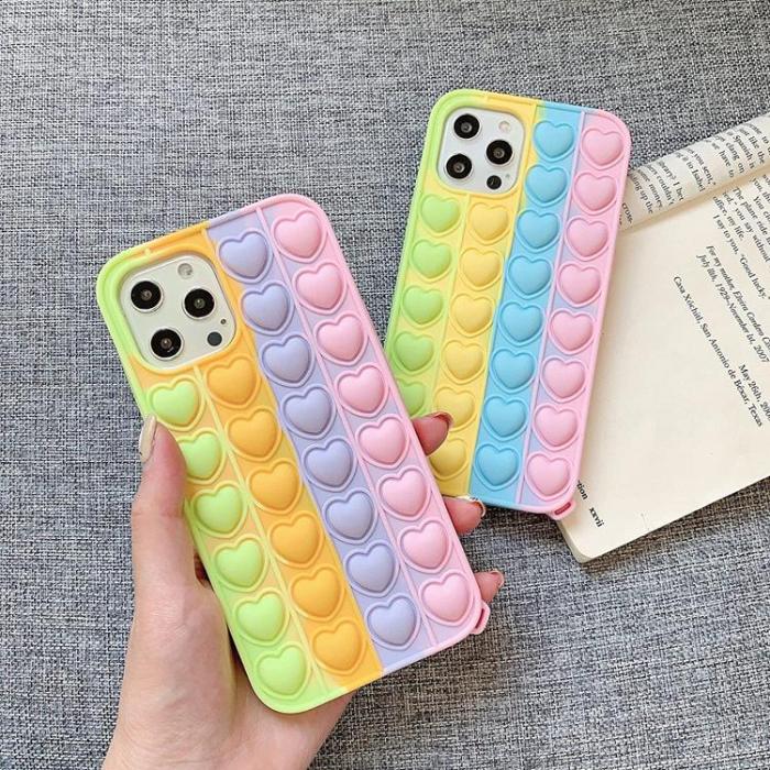 UTGATT1 - Hjärta Pop it Fidget Multicolor Skal till iPhone 7/8/SE 2020