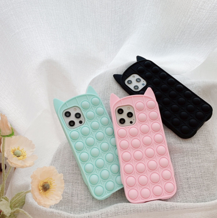 Fidget Toys - Katt Pop it Fidget Multicolor Skal till iPhone 11