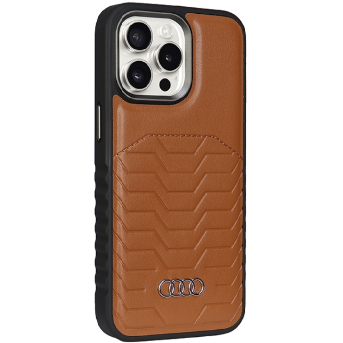 Audi - Audi iPhone 15 Pro Mobilskal Magsafe Synthetic Läder - Brun