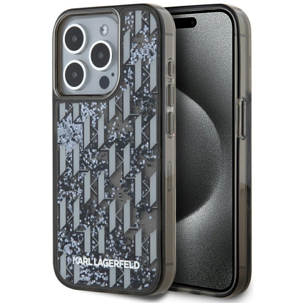 Karl Lagerfeld iPhone15 Pro Mobilskal MagSafe Liquid Glitter - Svart