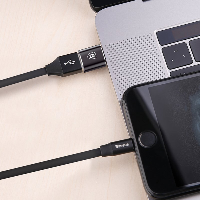 BASEUS - Baseus USB to USB Type-C Adapter - Svart