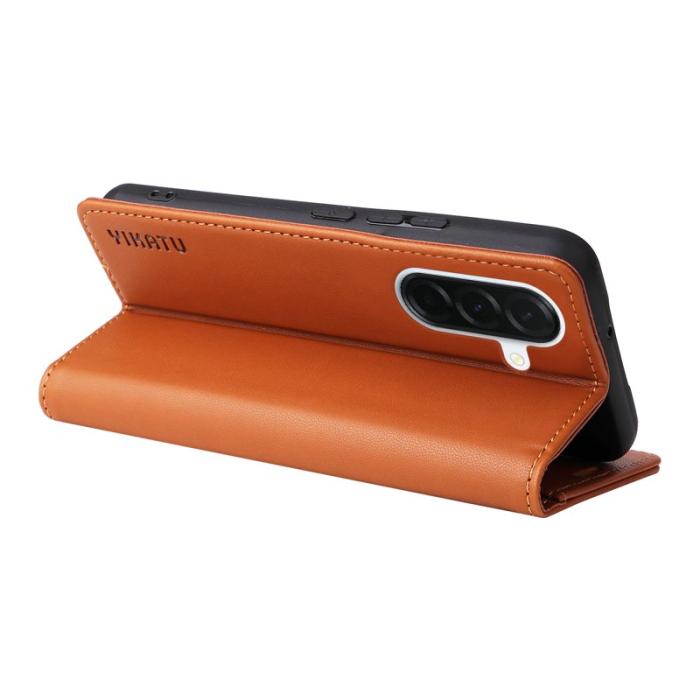 YIKATU - YIKATU Samsung Galaxy A37 Plånboksfodral Konstläder - Brun