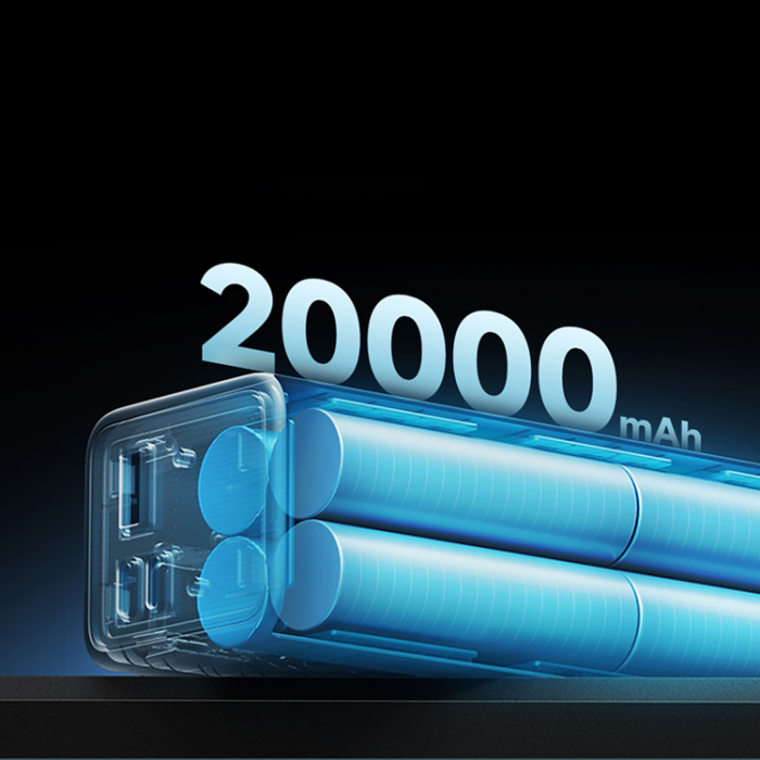 Cuktech - Cuktech Powerbank 20000 mAh 100W 2xUSB-C 1xUSB-A - Grå