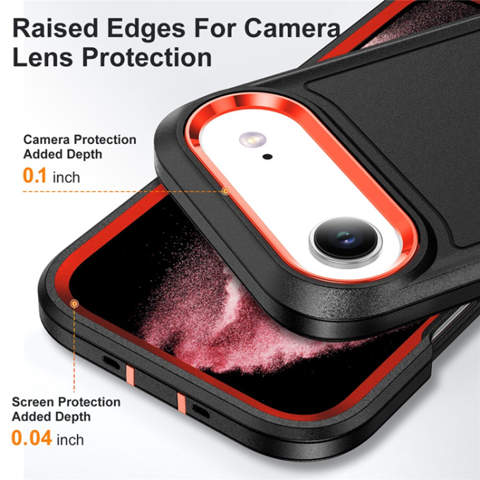 A-One Brand - iPhone 17 Air Mobilskal Kickstand Silikon - Svart/Orange