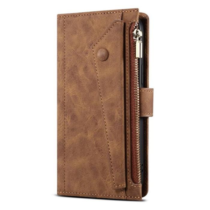 OEM - iPhone 14 Pro Max Plånboksfodral Flap Zipper Strap - Brun