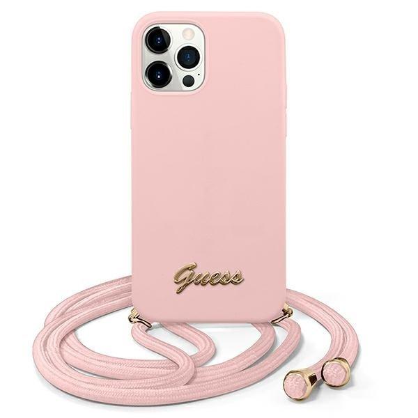 Guess iPhone 12 Pro Max Skal Metal Logo Cord - Rosa | 2353 | AlltMobil