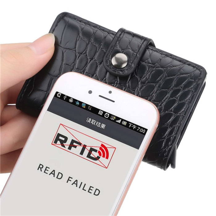 BAELLERRY - BAELLERRY Korthållare RFID Automatic Pop Up Crocodile - Coffee