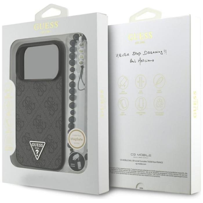 Guess - Guess iPhone 17 Pro Mobilskal MagSafe 4G Strap Triangle Logo - Svart