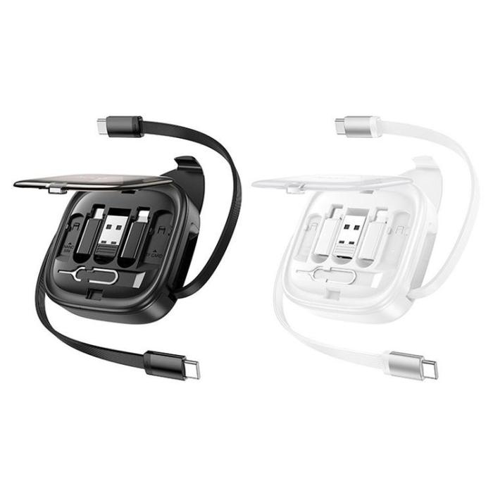 Hoco - Hoco Allt-i-ett Infällbar Laddningsdatakabelsats 60W 0.95m U140 - Svart