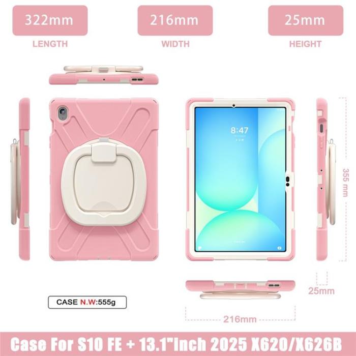 A-One Brand - Galaxy Tab S10 FE Plus Skal Kickstand Handle Grip - Rosa