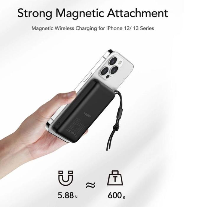 Veger - Veger Magsafe Powerbank 10,000mah Trådlös laddning - Svart