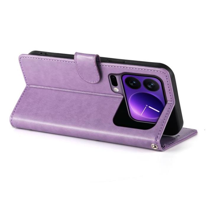 A-One Brand - Xiaomi 17 Pro Max Plånboksfodral Floral Imprint Med Handledsrem - Lila