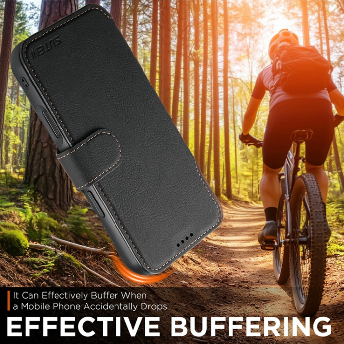 SUTENI - SUTENI iPhone Air Plånboksfodral Detachable Q-05 - Svart