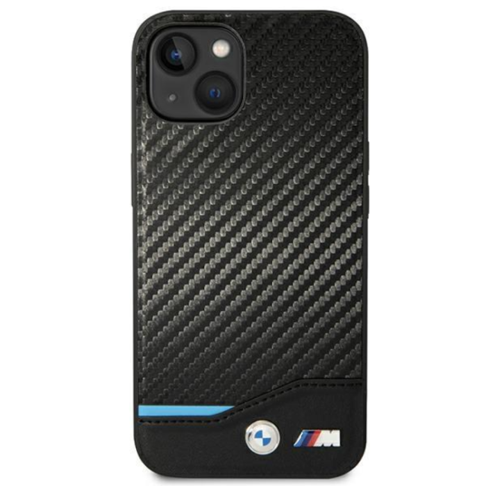 BMW - BMW iPhone 14 Plus Skal Läder Carbon - Svart
