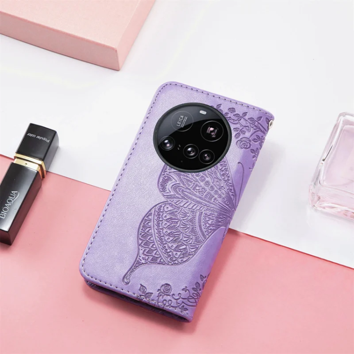 A-One Brand - Xiaomi 15 Ultra Plånboksfodral Butterfly Pattern - Ljuslila