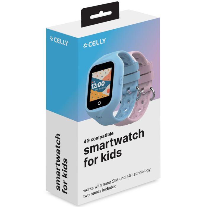 Celly - Celly Kidswatch 4G Smartwatch för barn Blå + Rosa rem