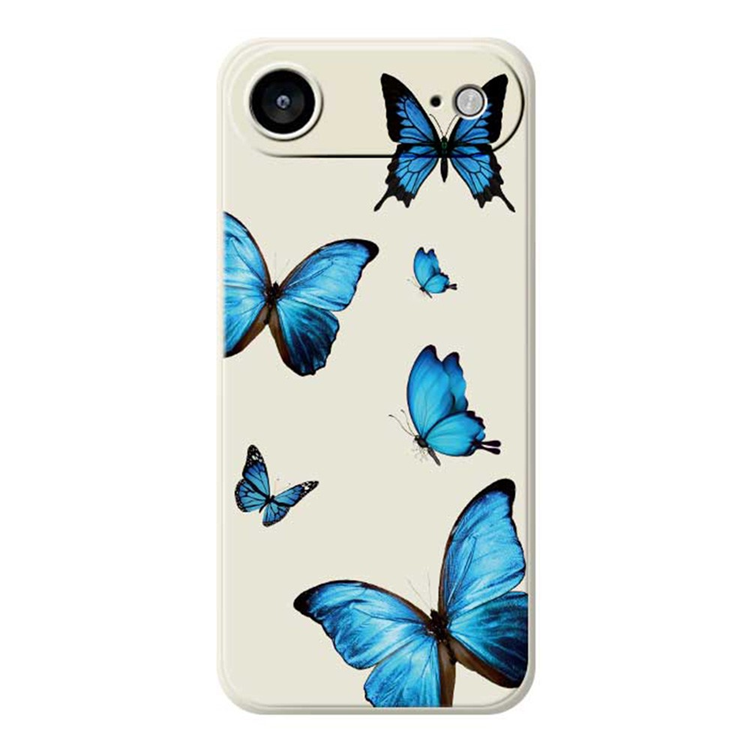 iPhone Air Mobilskal Blue Butterflies Pattern TPU - Beige | 2353 | AlltMobil