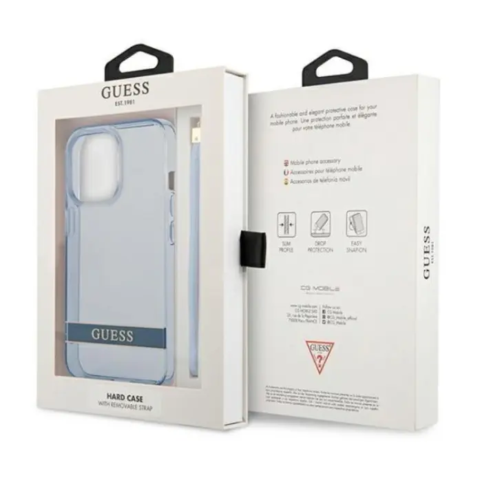 Guess - Guess iPhone 13/13 Pro Skal Translucent Stap - Blå