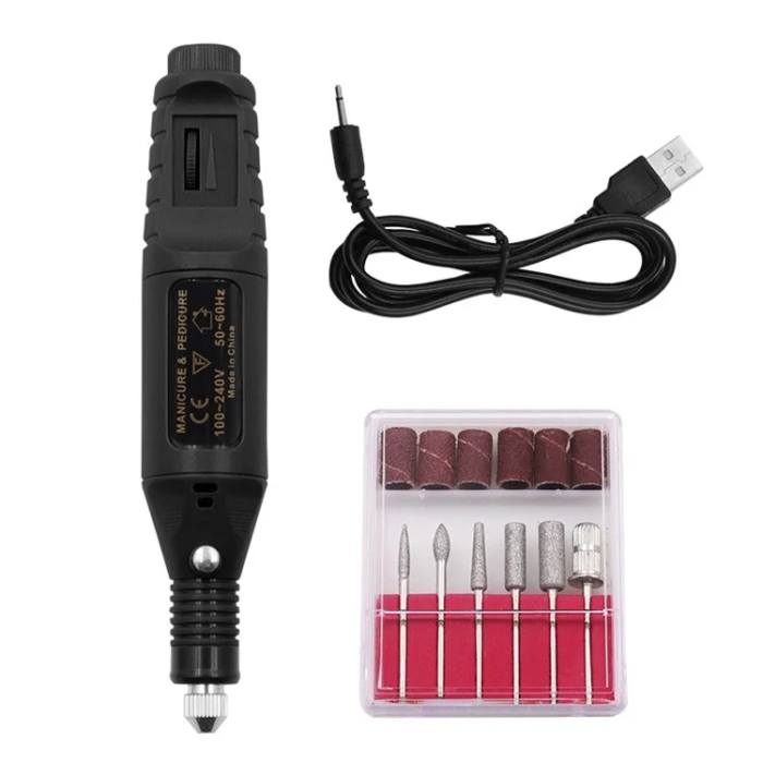 OEM - Elektrisk Nagelfilsset USB Uppladdningsbar - Svart