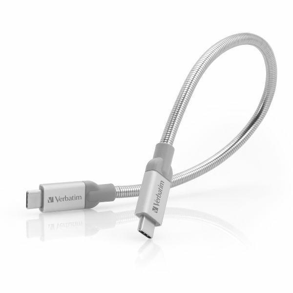 Verbatim USB-C till USB-C Kabel 3A 30cm Stål - Silver | 3541 | AlltMobil