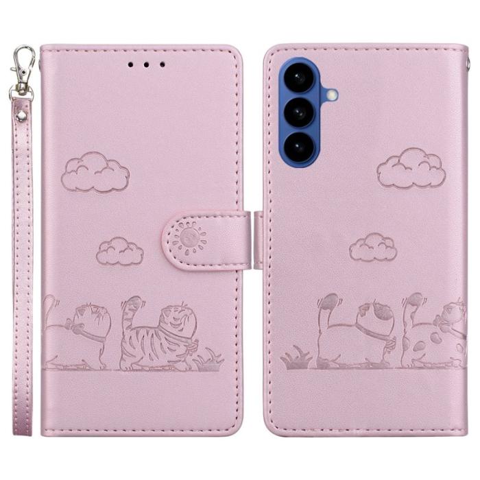 OEM - Mobilskal till Samsung Galaxy S26 / S26 Pro RFID-Skydd Kattmönster Konstläder
