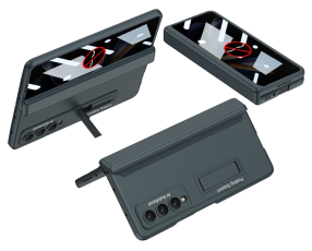GKK - GKK Galaxy Z Fold 4 Mobilskal Kickstand med Privacy Skärmskydd - Grön